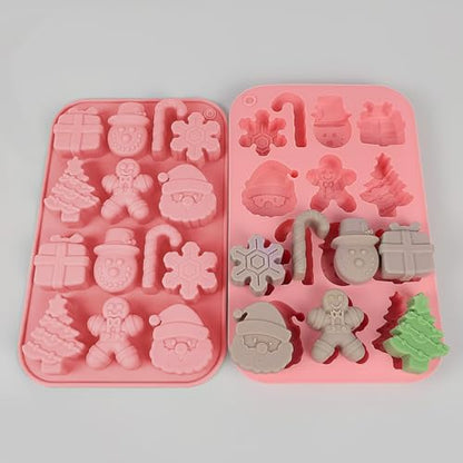 Christmas Silicone Molds Set - Tree, Santa, Gingerbread, Candy - 3pcs