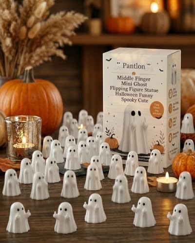 50 Pcs Mini Ghost Flipping Finger Figurines Halloween Decorations 0.9in Set