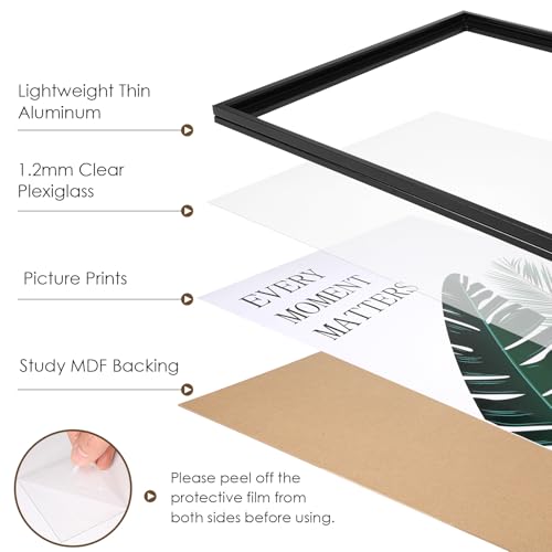 18x24 Inch Snap Poster Frame Pack - Black Aluminum with Plexiglass