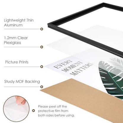 18x24 Inch Snap Poster Frame Pack - Black Aluminum with Plexiglass