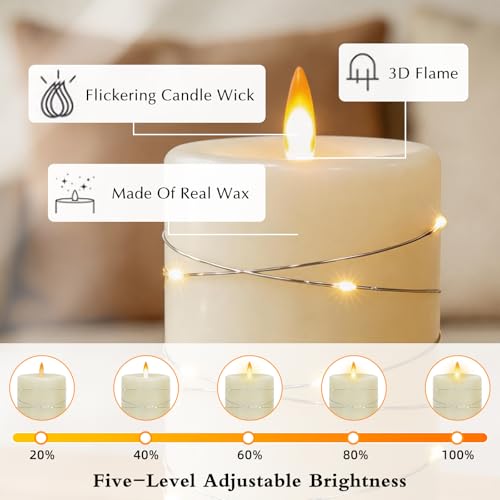 Rechargeable LED Flameless Candles with Remote Timer - White, 3 Pack