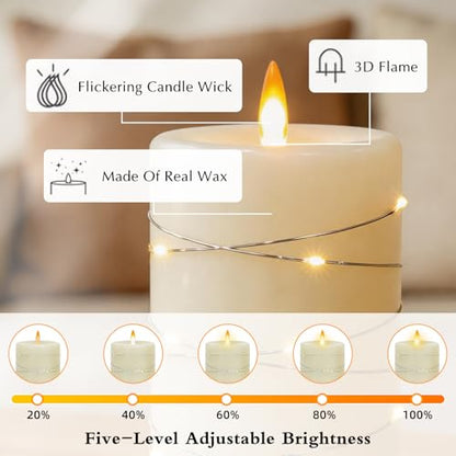 Rechargeable LED Flameless Candles with Remote Timer - White, 3 Pack