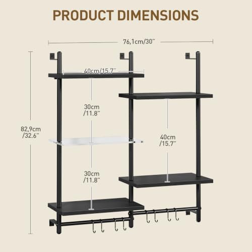 LED Floating Wall Shelves for Gaming and Display - Corner & Wall Mountable Black Shelves 29.5"