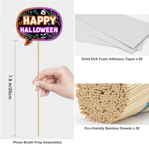 Neon Halloween Photo Booth Props Set - 16 Vivid Fluorescent Party Decorations