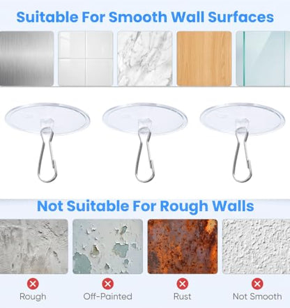 50 Pack Adhesive Ceiling Hooks No-Drill Wall Mounts for Light Decorations