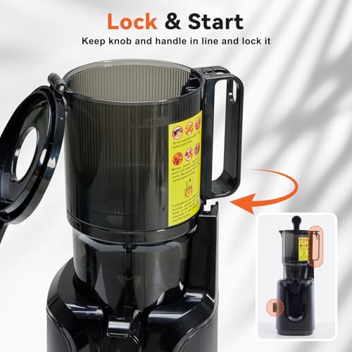Juicer Machines with 4.25-Inch Feed Chute - Cold Press, Black - NEWBULIG