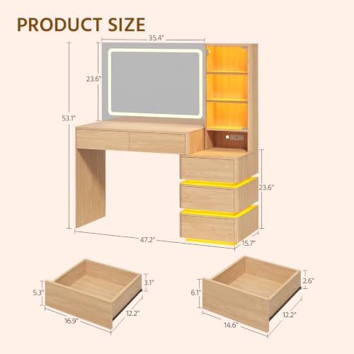 Vanity Desk with LED Mirror - 47