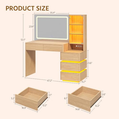 Vanity Desk with LED Mirror - 47