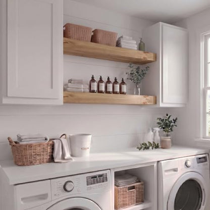 48-Inch Rustic Solid Wood Floating Shelves Set of 2, Heavy Duty Wall Storage
