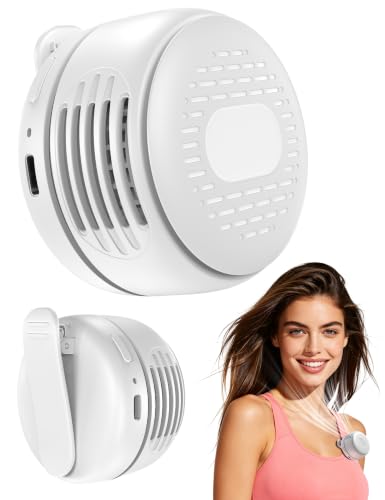 White Mini Clip-On Portable Fan - Wearable Bladeless Personal Cooler