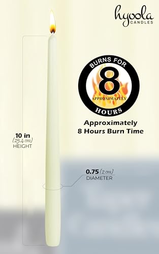 10 Inch Unscented Dripless Taper Candles Bulk 96 Pack Ivory