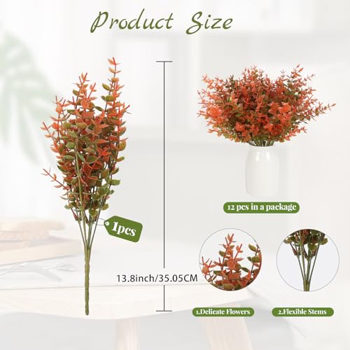 Artificial Fall Mums Flowers 12-Pack UV Resistant Outdoor Faux Plants