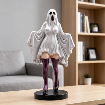 Halloween Ghost Resin Figurine with High Heels and Stockings – Spooky Halloween Decor Ornament