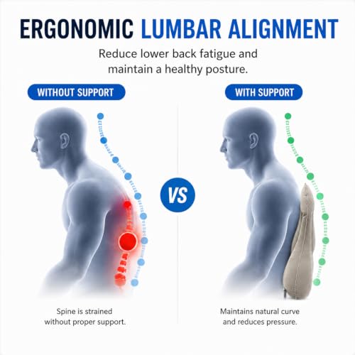 Inflatable Lumbar Support Pillow with One-Press Pump for Office Car Travel
