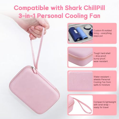 Pink Portable Hard Carrying Case for Shark ChillPill Fan – Impact-Resistant EVA