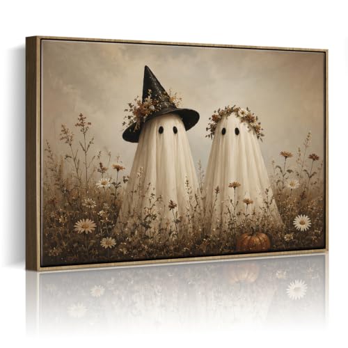 Halloween Wall Art Ghost Couple in Wildflower Frame 8x10 - Karani