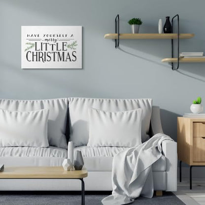 Merry Little Christmas Holiday Word Canvas Art - 24x30 Inches, Stretched Wall Decor