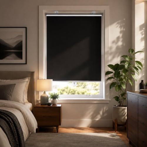 Portable Blackout Window Cover 30x36 Inches No Tools No Drill Cordless Thermal Shades for Bedroom & Office