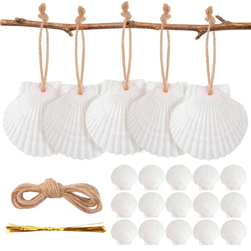 20PCS Sea Shells for Crafts with Holes - 2-3 Inch Natural Scallop Shells