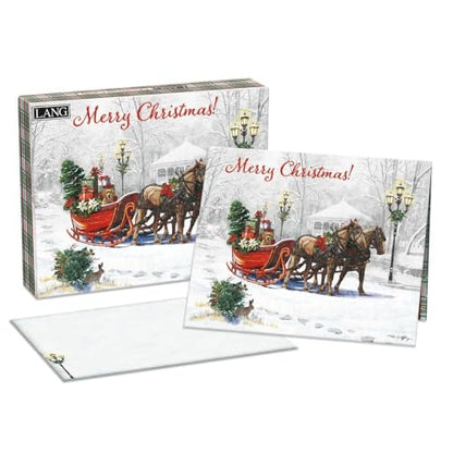 Boxed Christmas Cards Set with Holiday Artwork - 18 Cards & Envelopes