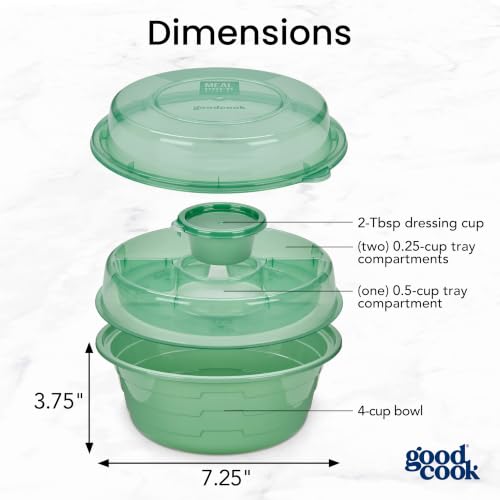 Reusable Salad Container with Dressing Cup & Toppings Tray - 5-Cup Set