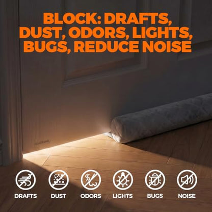 Velvet Door Draft Stopper 36 Inch Gray Under Door Seal Gap Filler