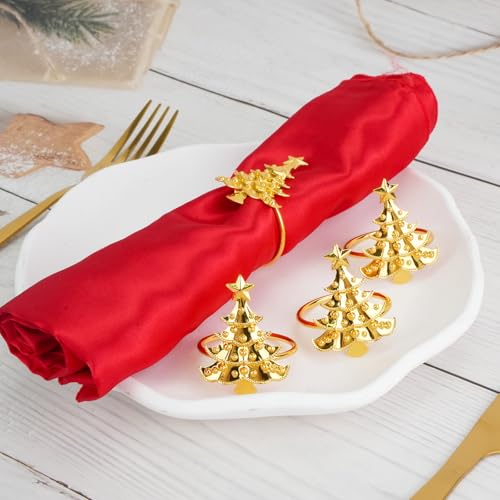 Christmas Tree Napkin Rings Set of 20 - Gold 5cm Christmas Table Decor