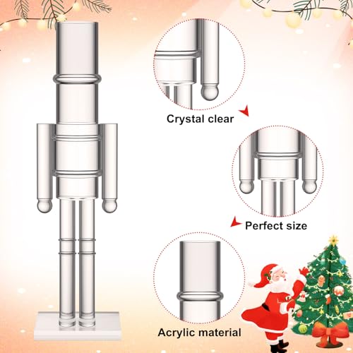Acrylic Christmas Nutcracker Set - Clear 16 Inch & 12 Inch - 2 Pack - Holiday Decor