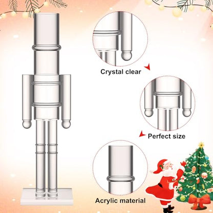 Acrylic Christmas Nutcracker Set - Clear 16 Inch & 12 Inch - 2 Pack - Holiday Decor