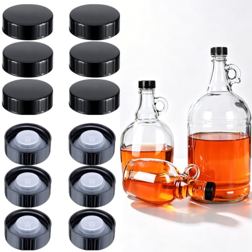 12 Pack 38mm Poly Seal Screw Taperseal Growler Caps Leak-Proof Black