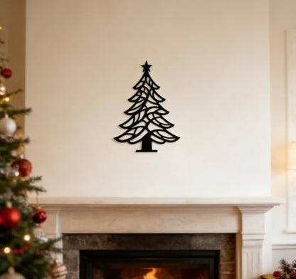 11.8 x 8.7 Inch Modern Black Metal Wall Christmas Tree - Minimalist Holiday Decor