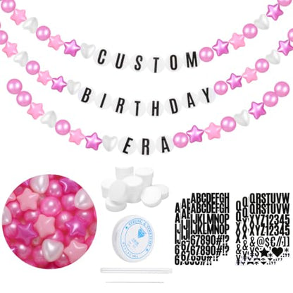 Pearl Pink Purple Friendship Bracelet Banner Christmas Party Decor - DIY 109 Pcs