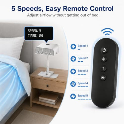 Bed Cooling Fan Under Sheets for Hot Sleepers - Adjustable Bed Side & Floor-Standing Fans