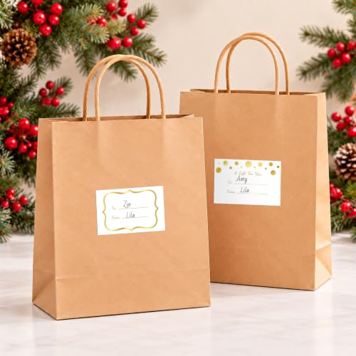 Alynta Christmas Gift Tags Stickers Gold Foil 120Pcs 3x2 Inch To & From