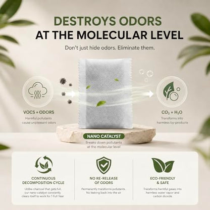 Unscented Odor Eliminator Pouches for Trash Cans & Diaper Pails - Up to 1 Year Freshness