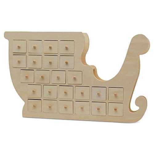 Sleigh Wooden Advent Calendar 12x20 Inch - Holiday Craft Decor, Variation of THIS listing