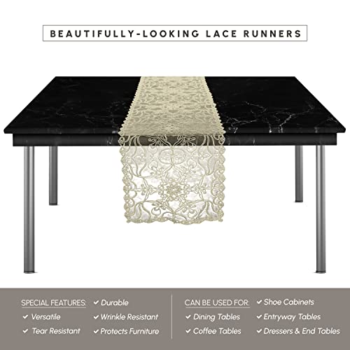 Elegant Comfort Embroidery Ingrid Table Runner 13 X 54 Inches - Gold