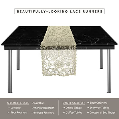 Elegant Comfort Embroidery Ingrid Table Runner 13 X 54 Inches - Gold