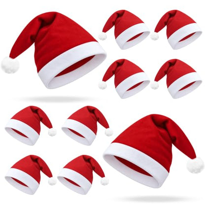 Christmas Santa Hats with White Trim and Pom Pom - Unisex Holiday Costume, 24 pcs