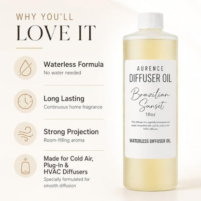 Luxury Waterless Diffuser Oil Refill - Brazilian Waves Scent, Long-Lasting Fragrance