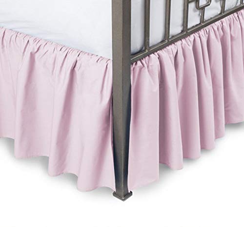 Queen Pink 600 Thread Count Cotton Ruffle Bed Skirt - Split Corner, 21" Drop