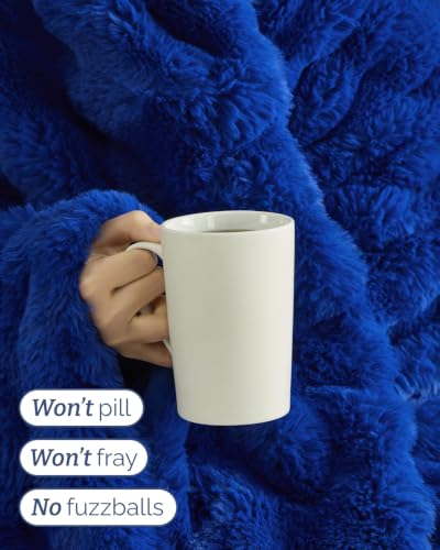 Kids Size Faux Fur Bubble Throw Blanket - Royal Blue, 43x55 Inches