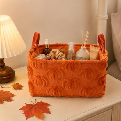 Fall Pumpkin Storage Baskets Set - Caramel Jacquard Household Organization