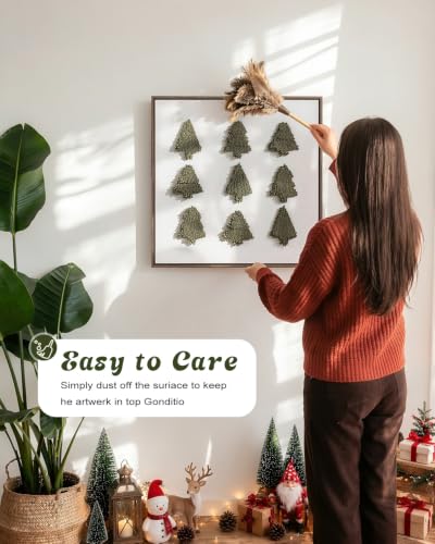 Wood Framed 3D Textured Christmas Tree Wall Art Decor - Pine Forest / 19.2"L x 19.2"W