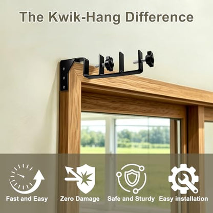 Heavy-Duty Double Hook Curtain Rod Holders 4pcs No Drilling Needed