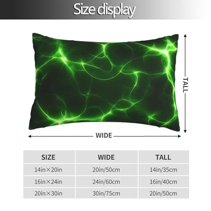 Green Lightning Print Pillow Protectors 14x20 Inches - Soft Polyester Cover