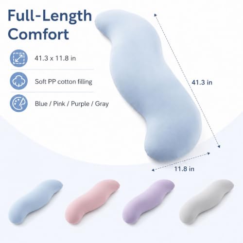 Grey Sleep Body Pillow for Side Sleepers - Ergonomic Support & Cooling Cover