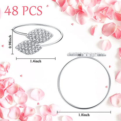 72 Pcs Silver Napkin Ring Set with Rhinestone Leaves for Fall Thanksgiving