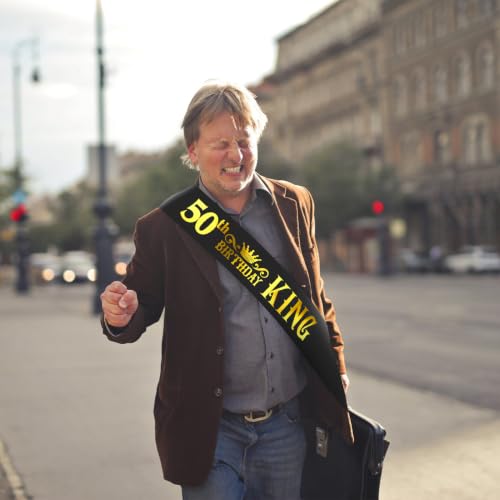 50th Birthday King Sash for Men - Celebration Party Accessory