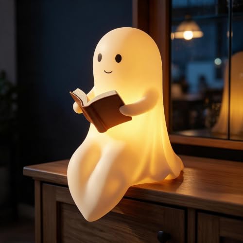 Halloween Ghost Reading Book Figurine Vinyl Decoration – Spooky Home Decor